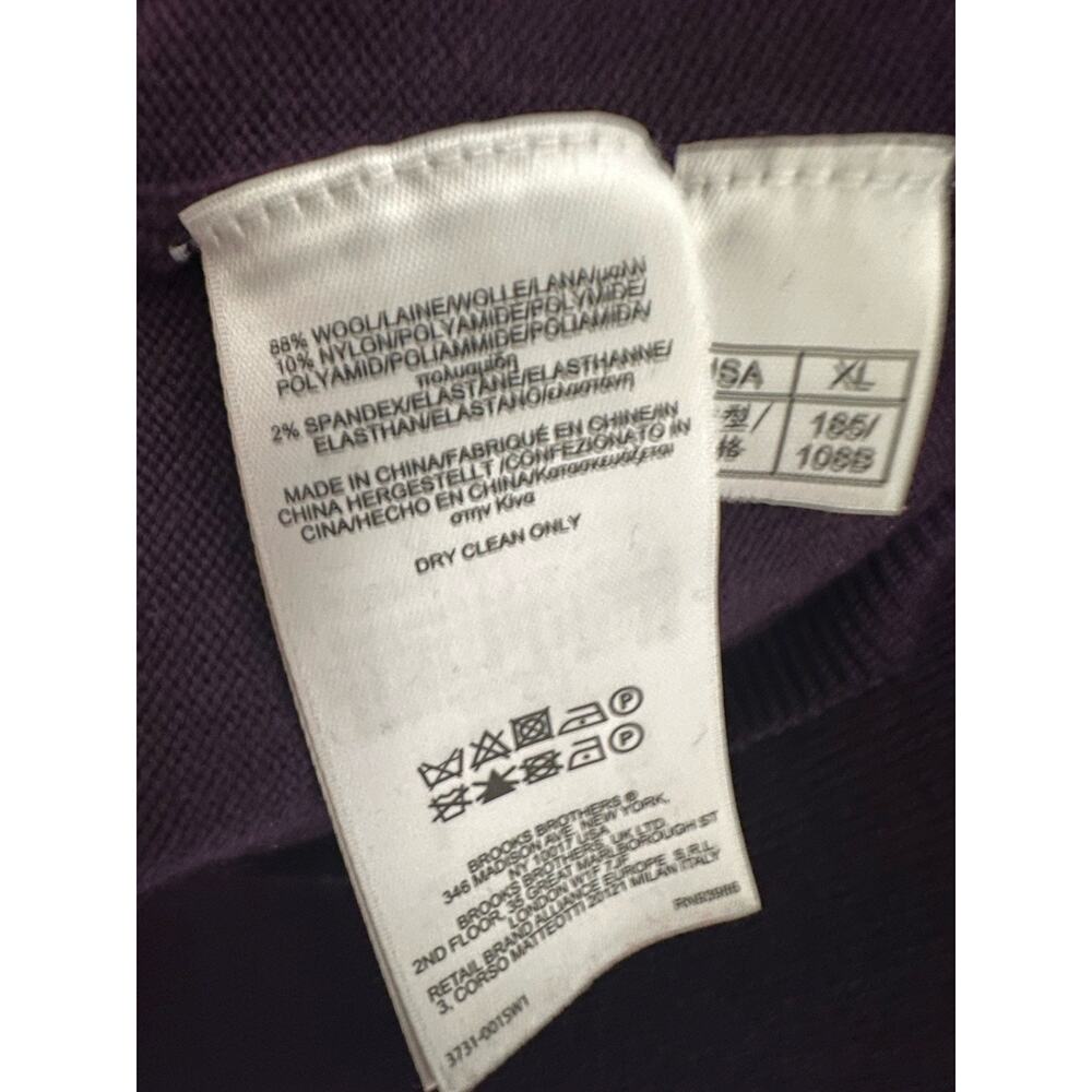 Brooks Brothers Sweater Mens XLarge Purple Saxxon Wool Crew Neck Career Casual - Picture 5 of 7
